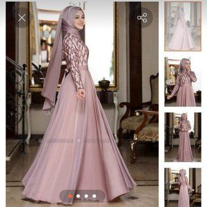 Blush Pink Modest Turkish Evening Al Marah Gown